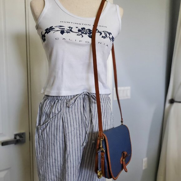 RARE Vintage Dooney and Bourke Saddle Bag 80's Pre-Tag Cadet Blue - Picture 16 of 17